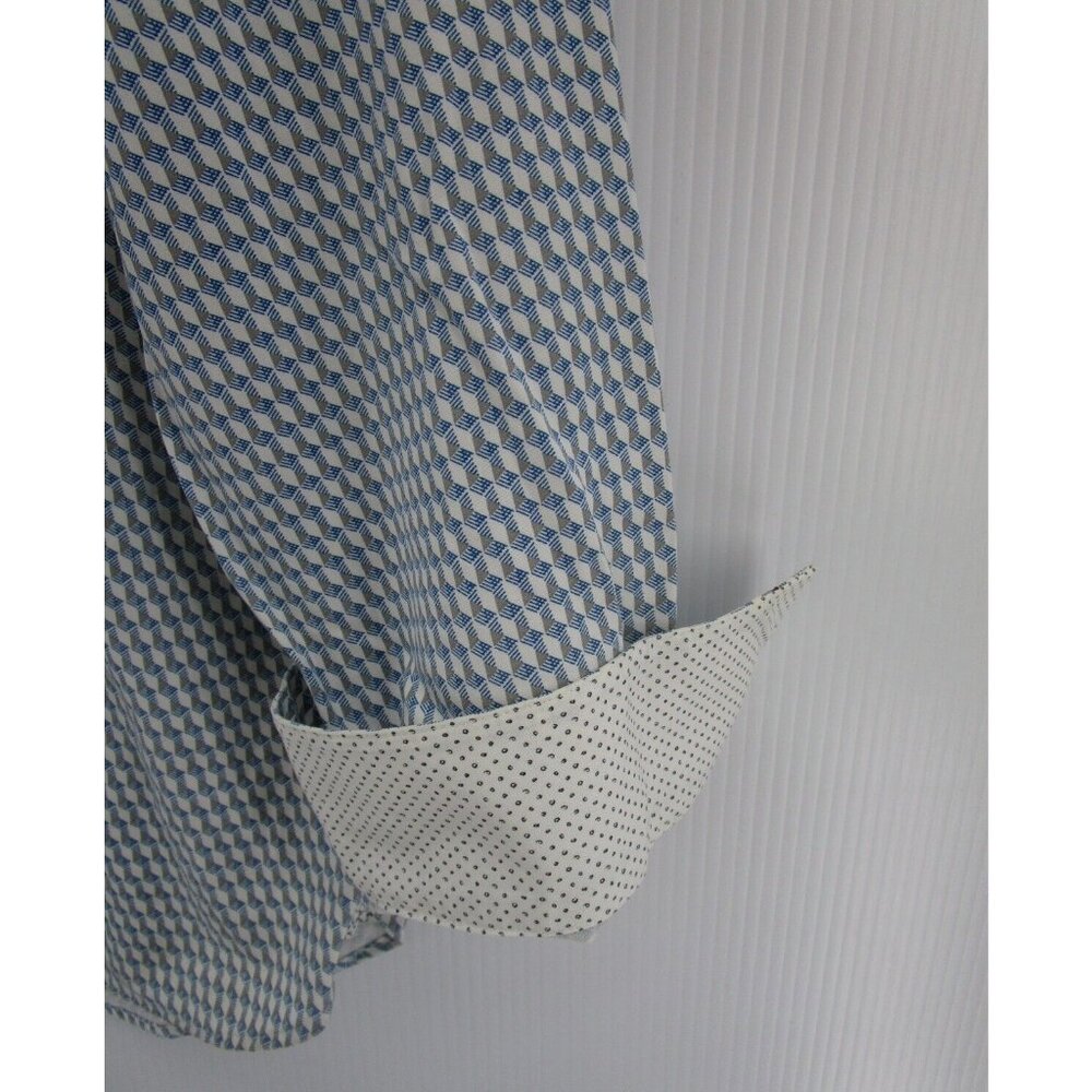 Ted Baker Shirt Large Button Down Pocket Geometric Print Flip Cuff 4 - Picture 4 of 11